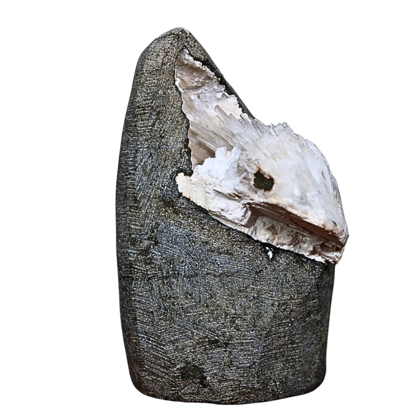 140g Scolecite Geode Natural Needle Crystal Cluster Mineral India 7x4cm