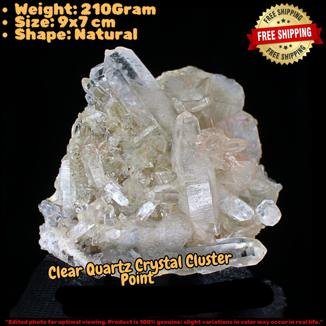 Natural Himalayan Quartz Cluster 210g 9x7cm Clear White Crystal Specimen