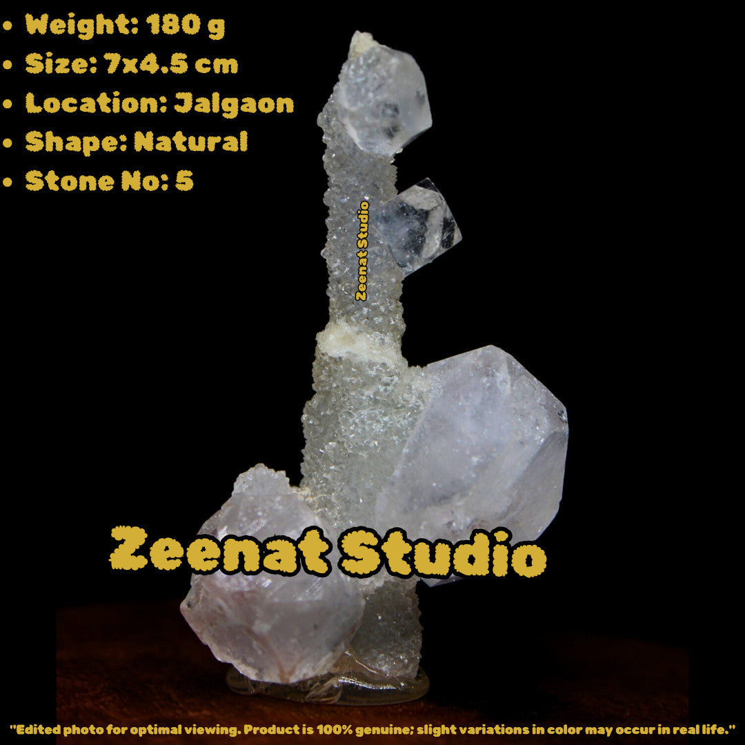 Apophyllite Rare Cluster Matrix 7cm 180g Shiny Tower Crystal Specimen from India