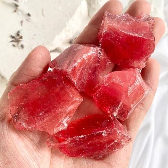Raw Rough Cherry Quartz Crystal Stone Chunks Healing Mineral Rocks Gifts 1PCS