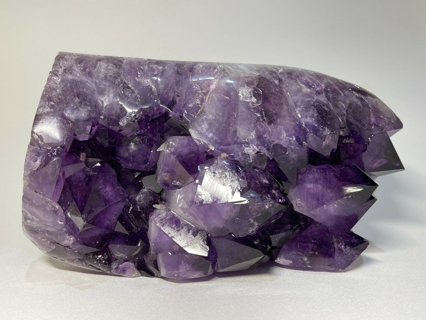 Finely Polished Uruguay Deep Purple Amethyst Cluster Crystal Geode, Pick a Size