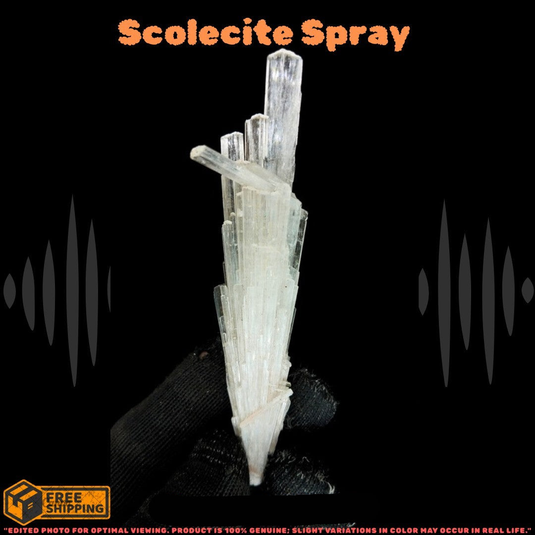 Rare 18g Scolecite Cluster Mineral Specimen India Zeolite Crystal Spray