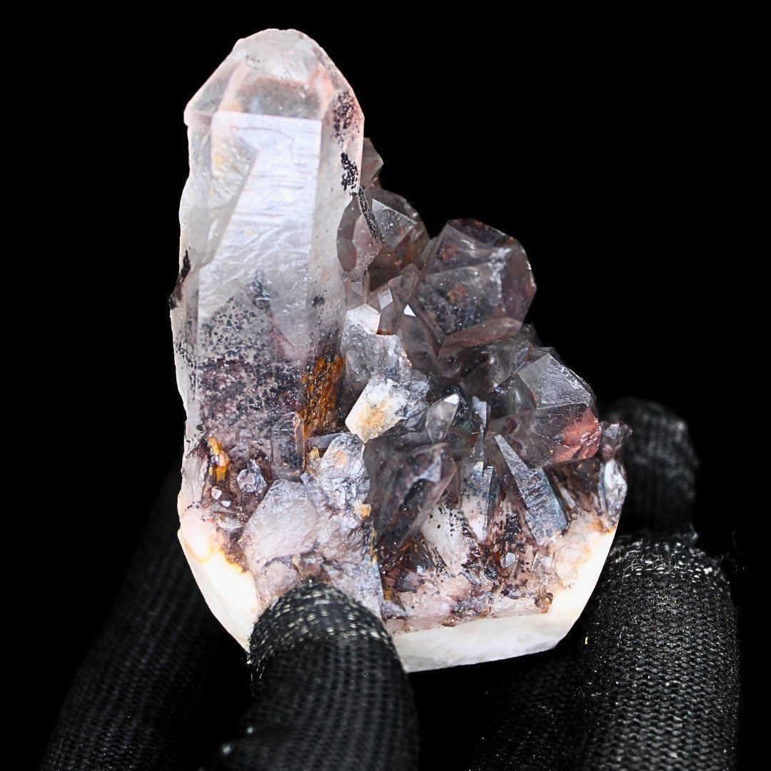 Black Phantom Quartz Cluster 210g 6x6cm Raw Crystal from India