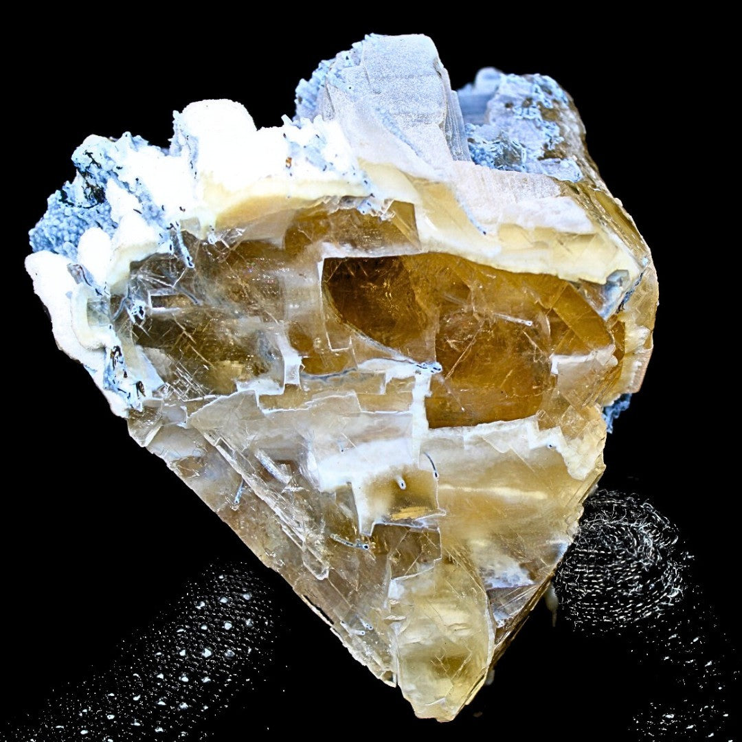 456g Calcite with Mordenite & Blue Chalcedony Rare Rainbow Inclusion Specimen