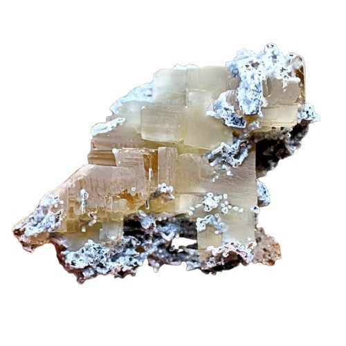 Rare Rainbow Calcite with Mordenite 76g Cabinet Specimen India 7x5.5cm