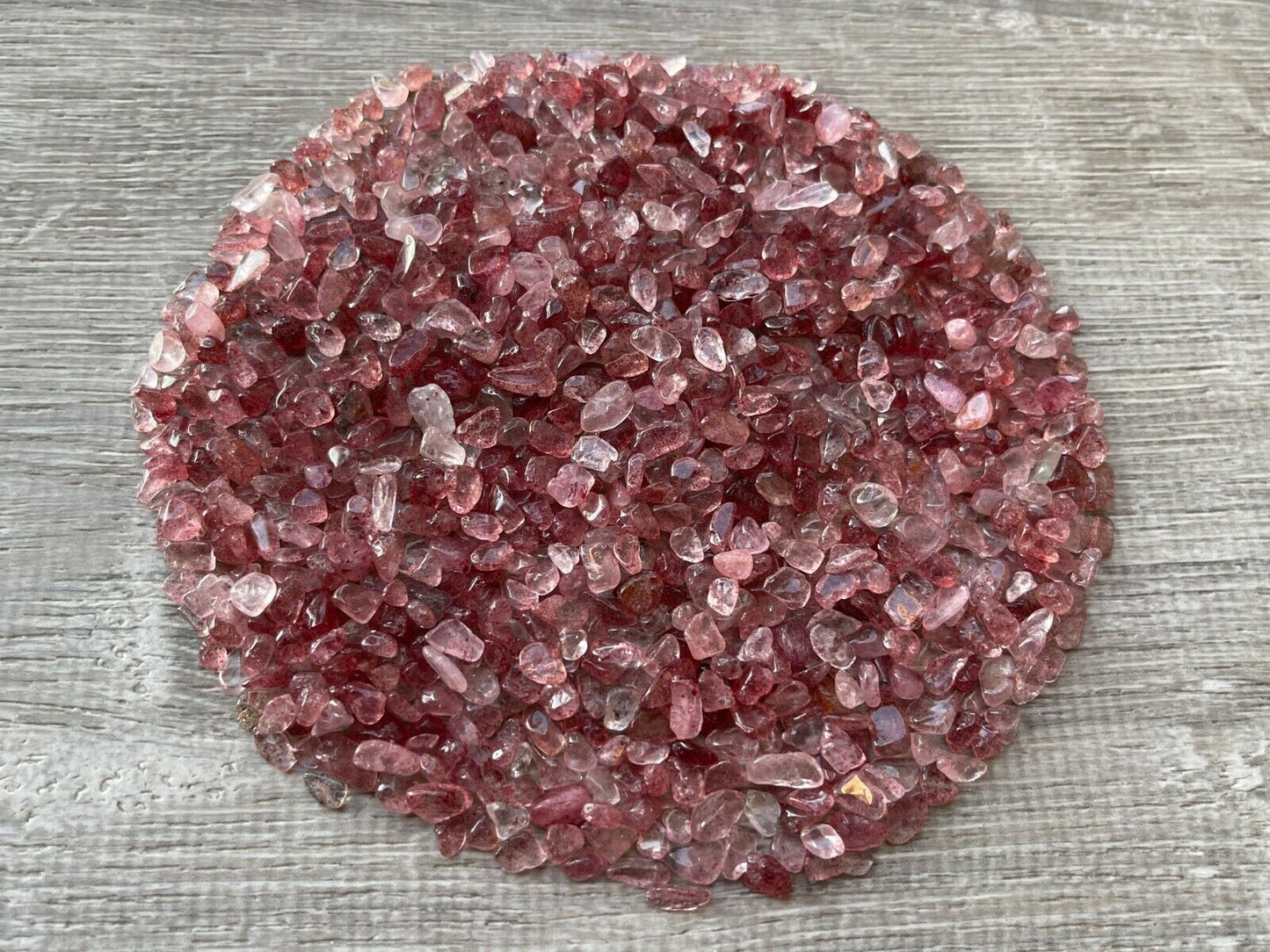 Grade A++ Strawberry Quartz Semi Tumbled Gemstone Mini Chips 4 - 8 mm, Bulk Lot