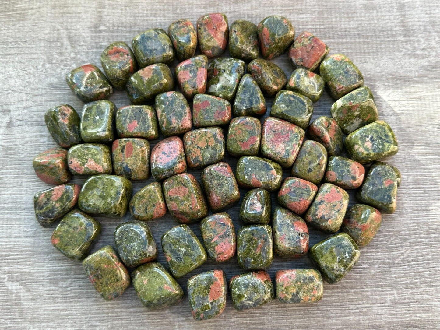 Grade A++ Unakite Tumbled Stones, 0.75-1" Tumbled Unakite Stone, Wholesale Bulk