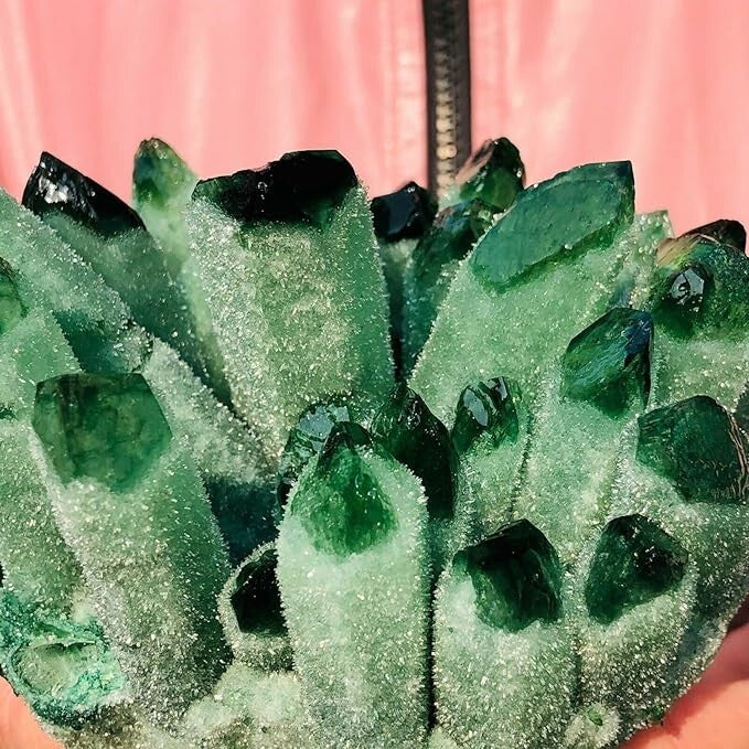 2025Rare Large Raw Green Ghost Crystal Cluster Natural Rough Geode Reiki Quartz