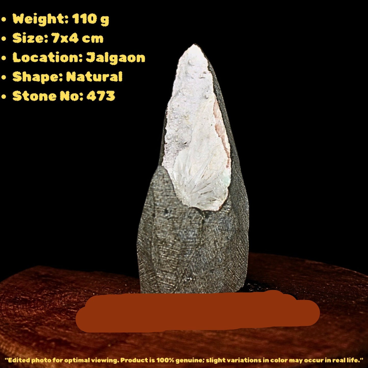 Scolecite Geode 110g 7x4cm Natural Calming Reiki Stone for Third Eye Chakra