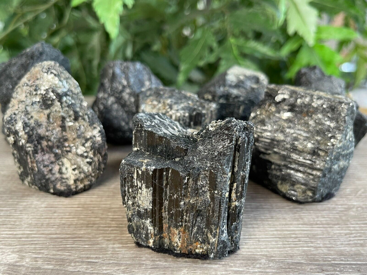 Standing Raw Black Tourmaline Chunk / Rod, Free Form Natural Black Tourmaline