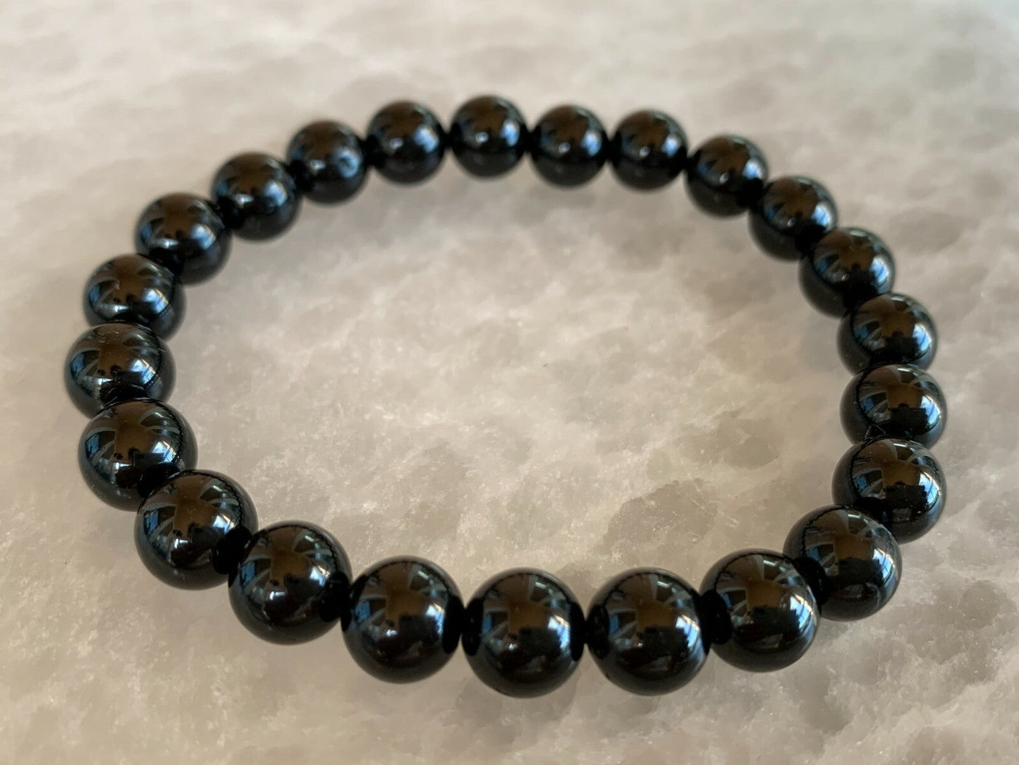 Grade A++ Black Tourmaline Crystal Bead Bracelet 8mm, Genuine Gemstone Bracelet