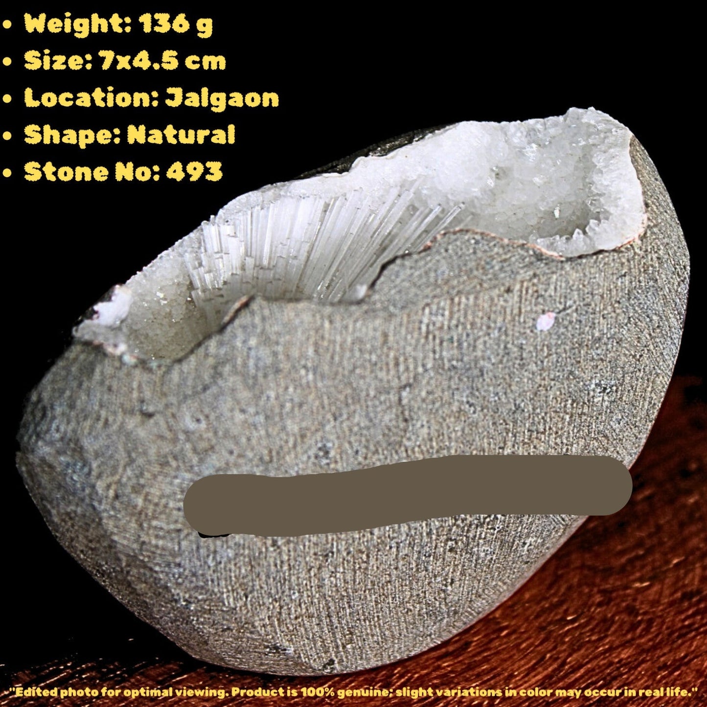 Raw Scolecite Geode 136g Healing Crystal Cluster Energy Stone India