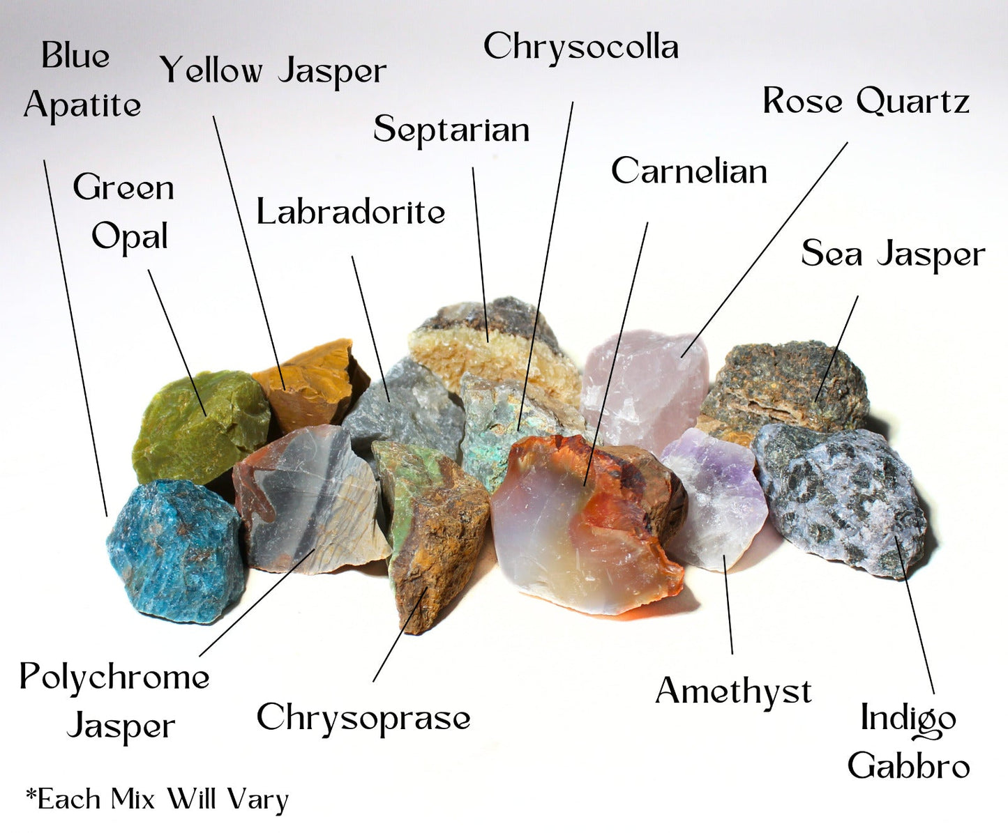 Madagascar Mix - Rough Rocks for Tumbling - Bulk Wholesale 1LB options