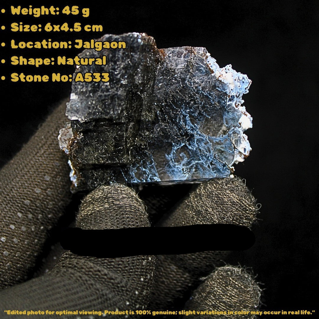 Calcite Black Rutile Inclusions 45g Rare Mineral Specimen India 6x4.5cm