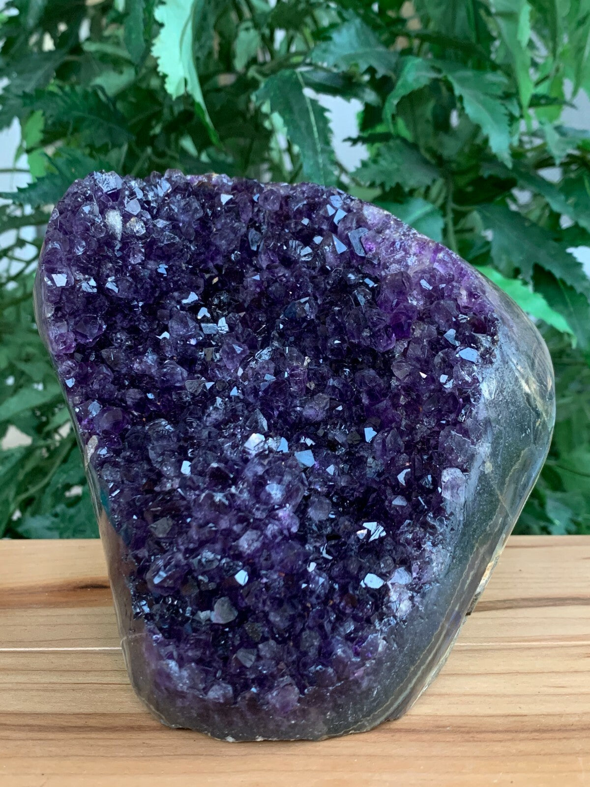 Finely Polished Uruguay Deep Purple Amethyst Cluster Crystal Geode, Pick a Size