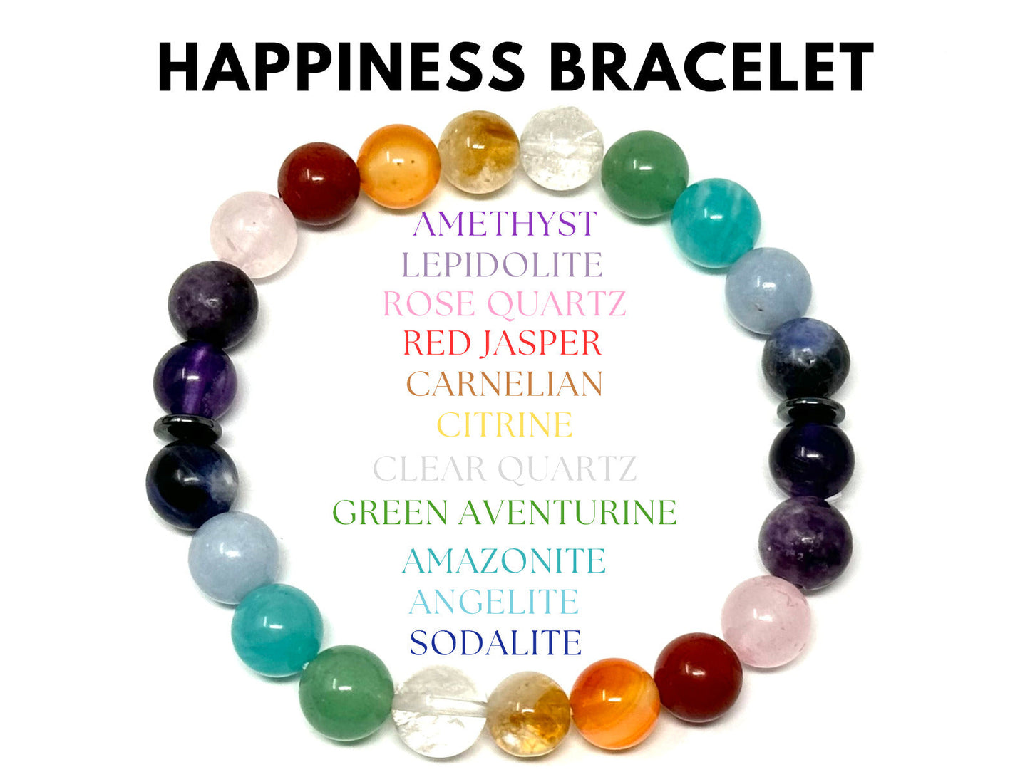 8 mm Bead Gemstone Bracelets: BUY 3 GET 1 FREE! (Stretch Crystal Bead Bracelets)