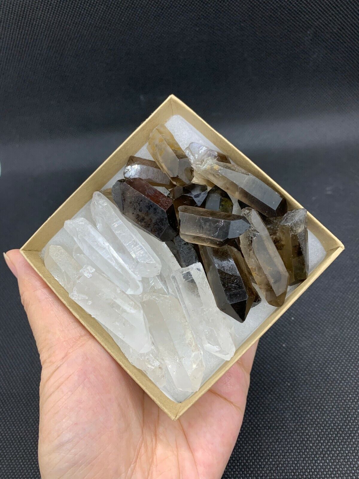 Clear Quartz and Smoky Quartz Point Collection,Grade A+1/2 Lb Box Natural Point