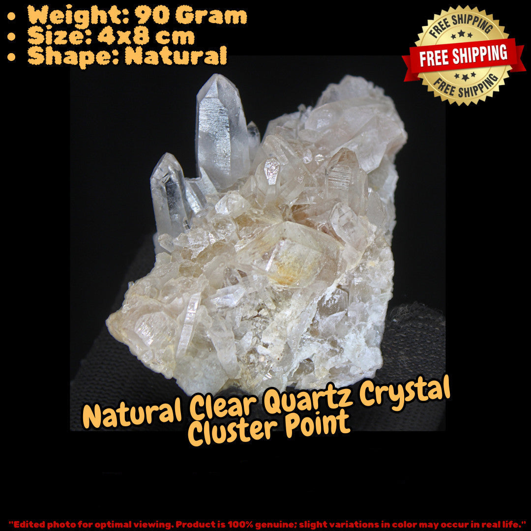 Natural Clear White Quartz Crystal 90g Transparent Mineral from India