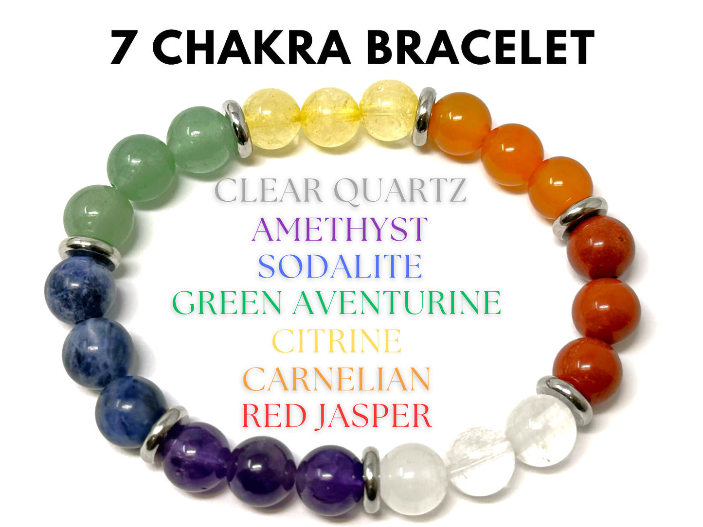 8 mm Bead Gemstone Bracelets: BUY 3 GET 1 FREE! (Stretch Crystal Bead Bracelets)