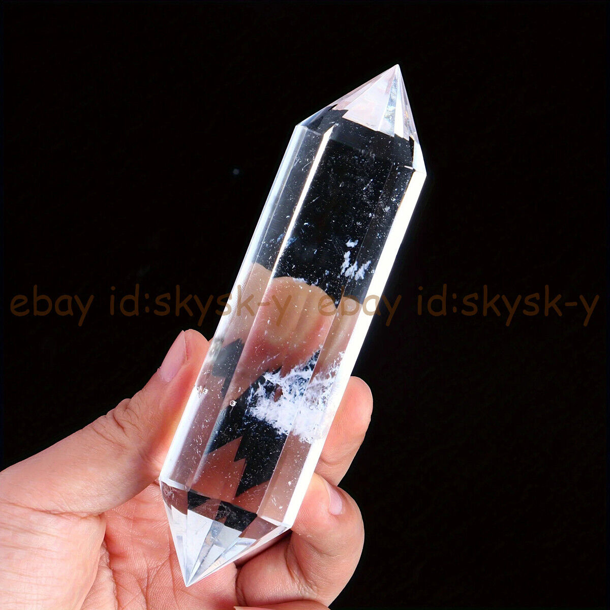 Real Natural Clear Quartz Rock Crystal Wand Double Point Healing Reiki 120-130mm