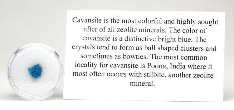 CAVANSITE STILBITE Specimen Blue Crystal Cluster Mineral INDIA w/ ID card