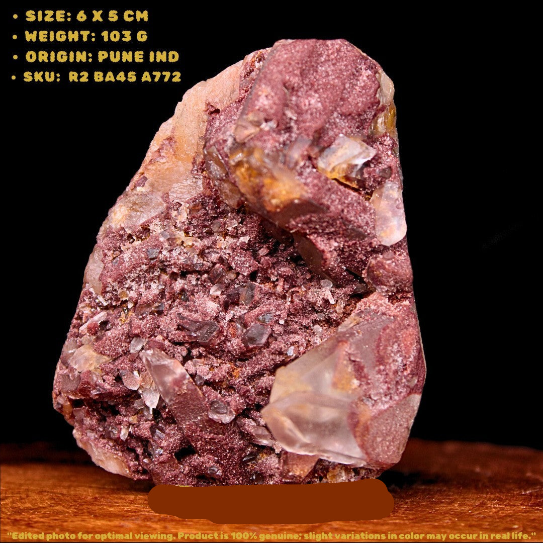 Red Phantom Quartz 103g Cluster India Rare Mineral Collector’s Crystal