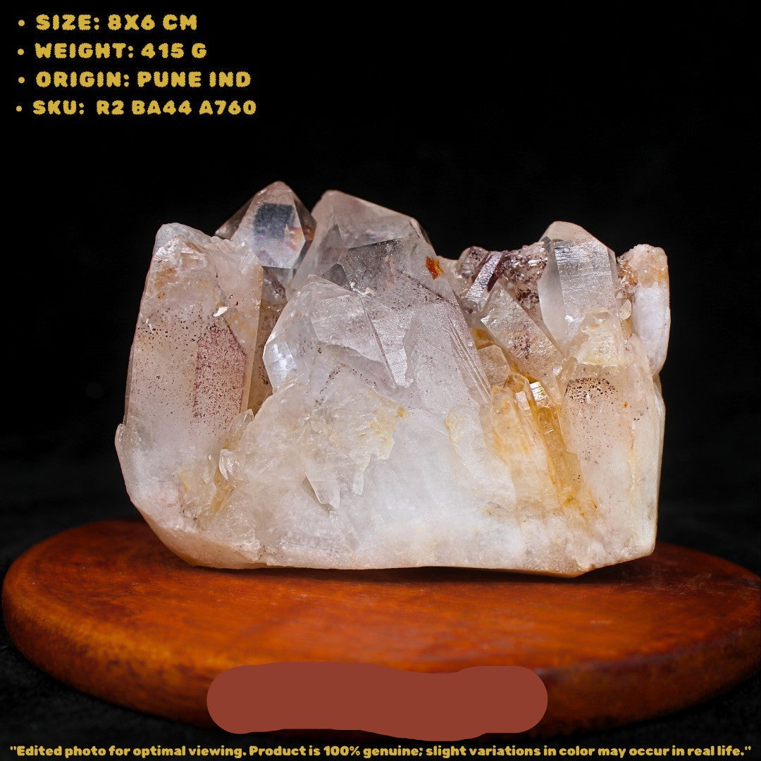 Phantom Quartz Cluster 416g 8x6cm Rare Mineral Crystal for Display Shelf