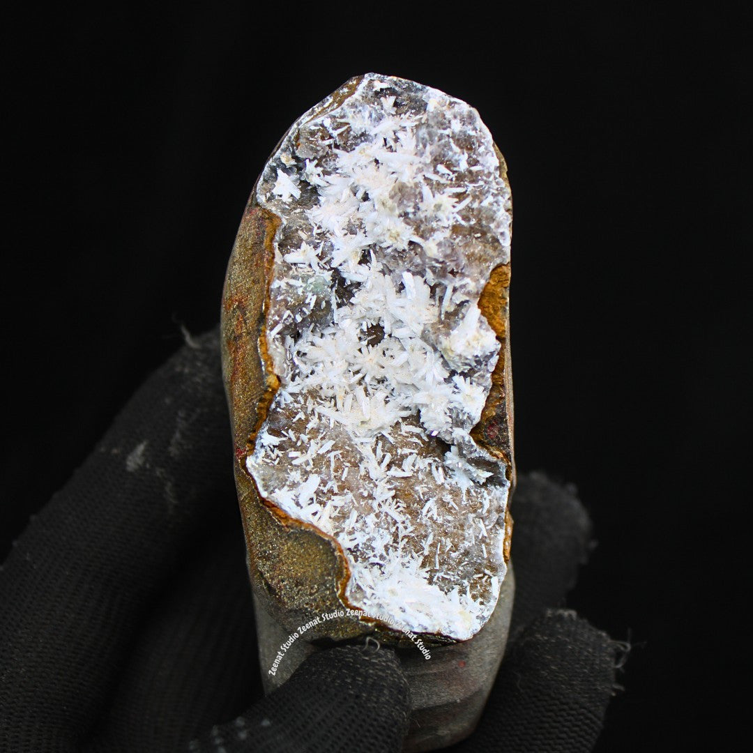 Rare 300g Scolecite Sprays in Heulandite Geode Mineral Specimen India