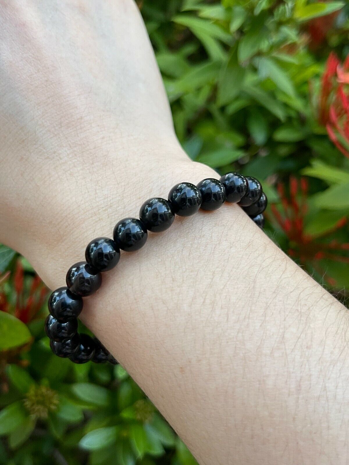 Grade A++ Black Obsidian Bead Bracelet 8mm, Genuine Obsidian Gemstone Bracelet