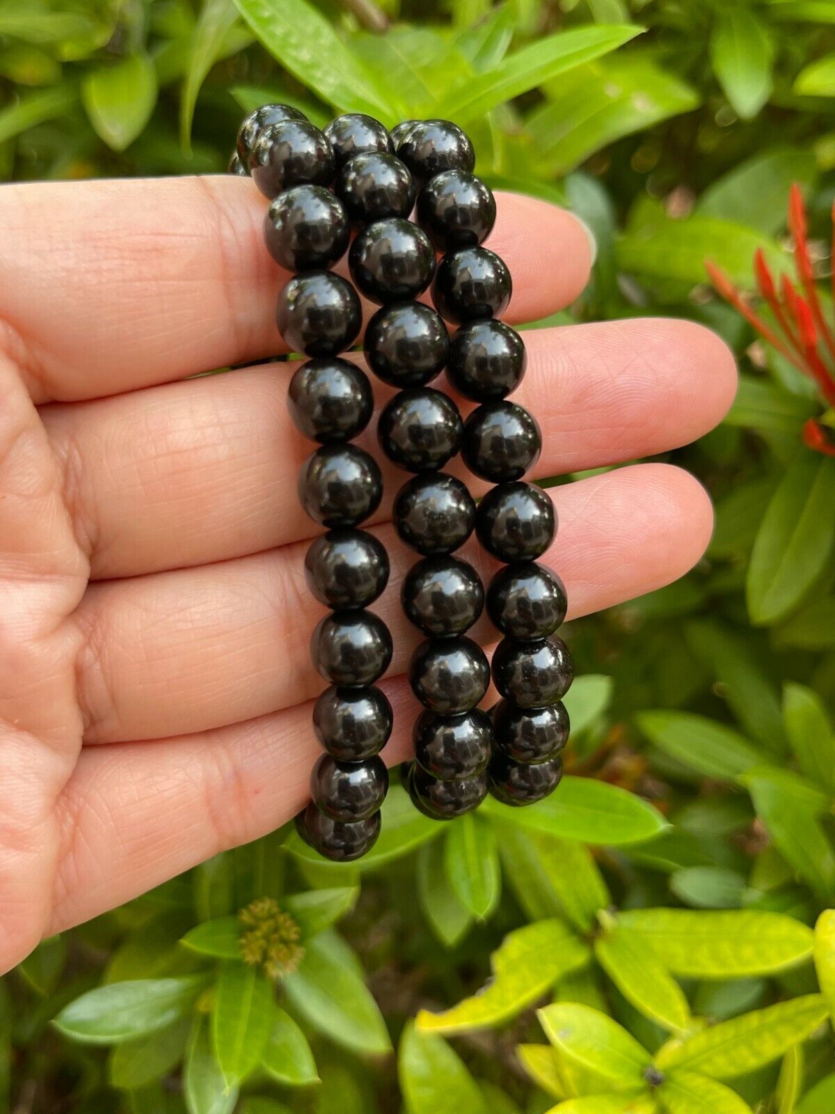 Grade A++ Black Obsidian Bead Bracelet 8mm, Genuine Obsidian Gemstone Bracelet