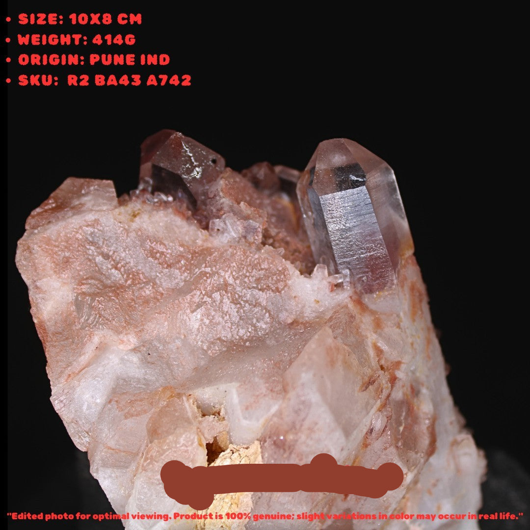 Phantom Quartz Healing Crystal 414g 10x8 cm Raw Cluster Natural Mineral India