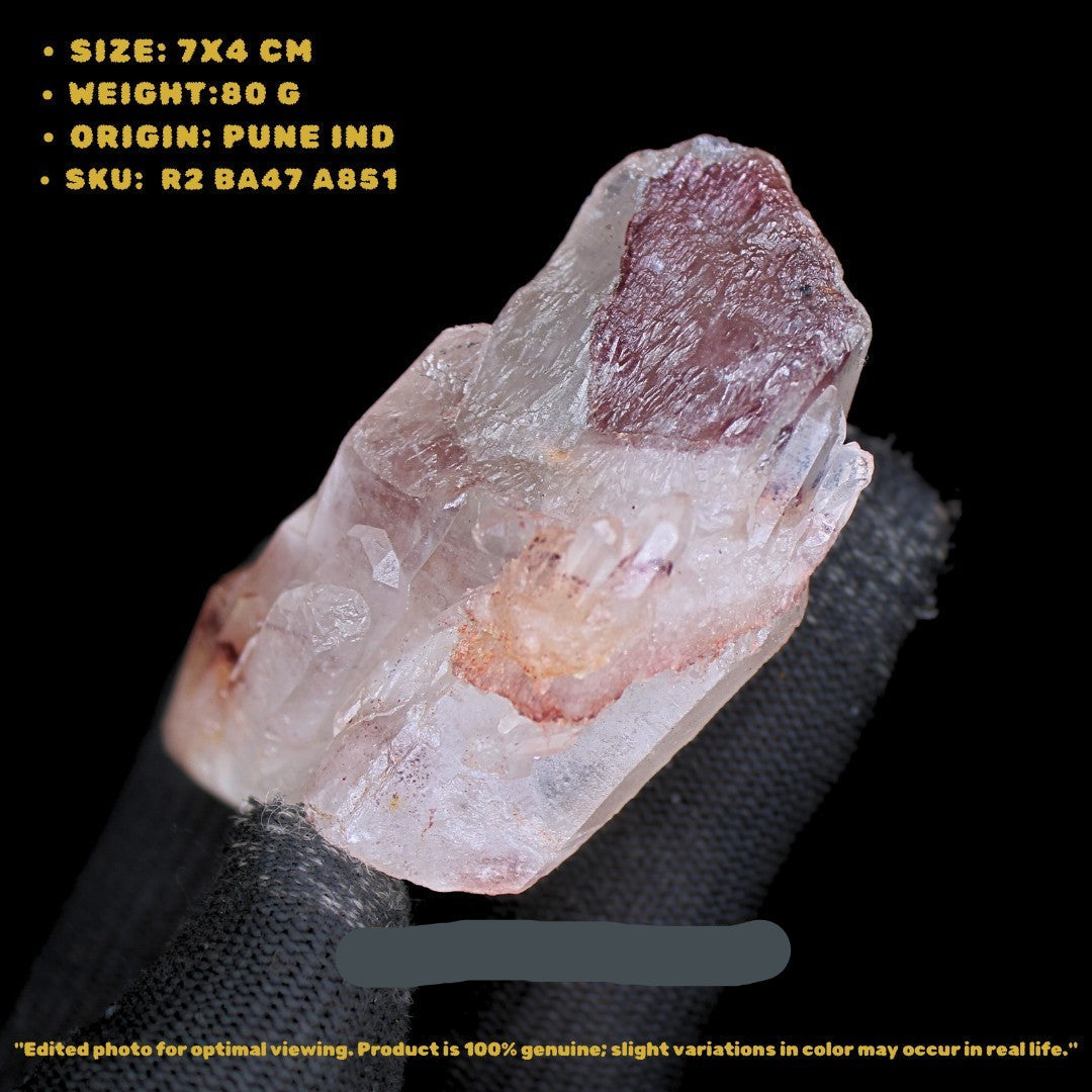 80g Phantom Quartz Crystal Cluster 7x4cm Rare Mineral Specimen from India