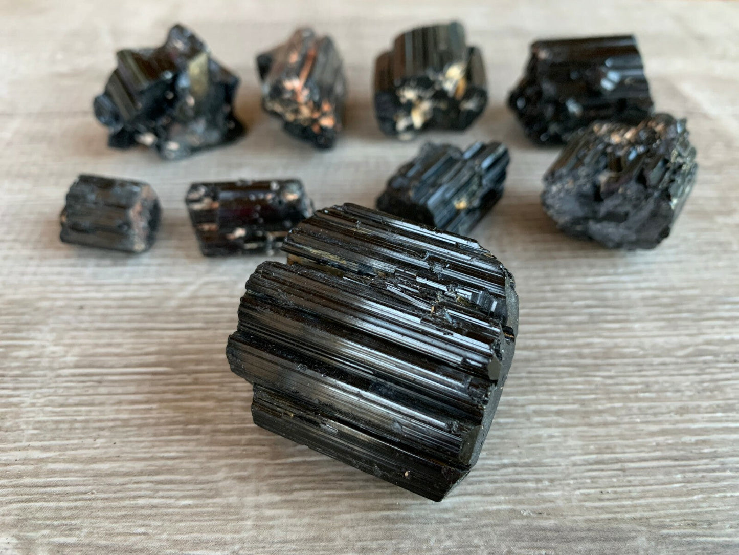 Grade A++ Shiny Black Tourmaline Stone, 0.85-1.25" Natural Black Tourmaline