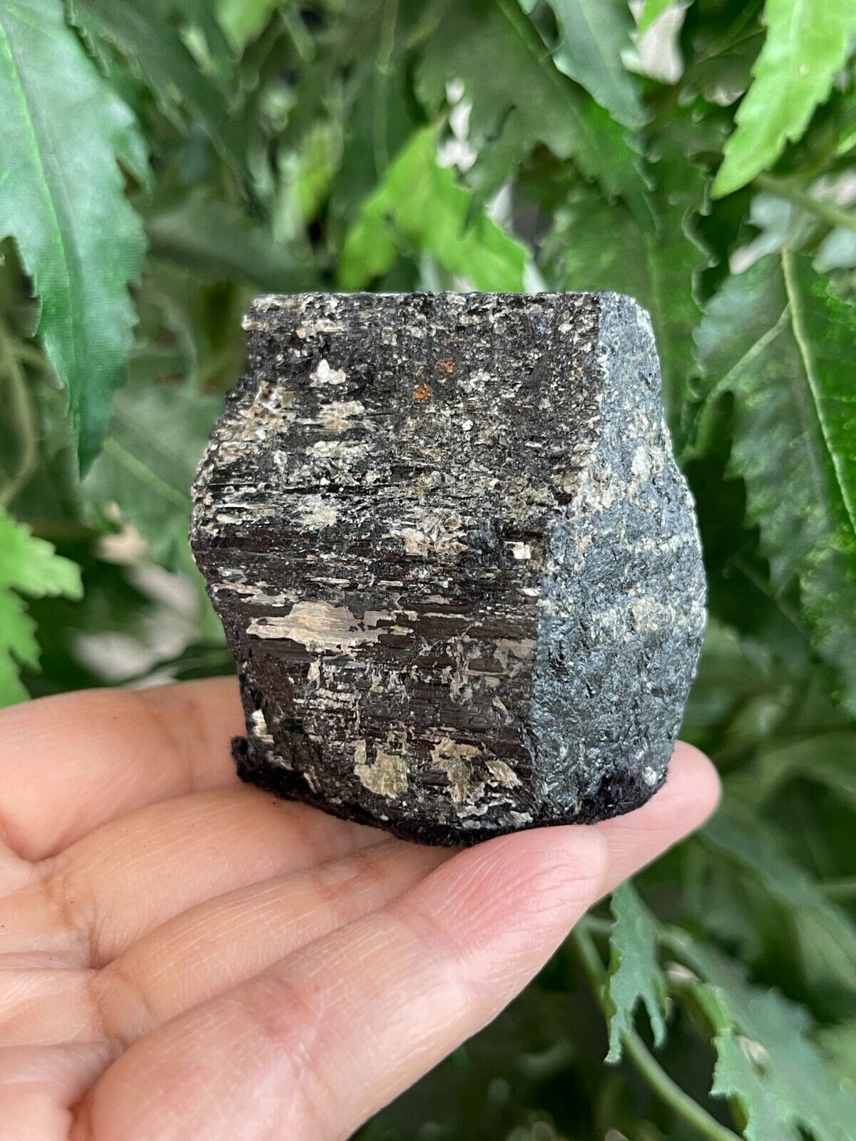 Standing Raw Black Tourmaline Chunk / Rod, Free Form Natural Black Tourmaline