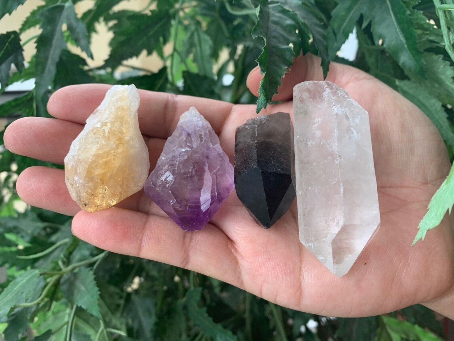 Amethyst Citrine Quartz Smoky Quart Points: 4 Crystal Collection,Healing Crystal