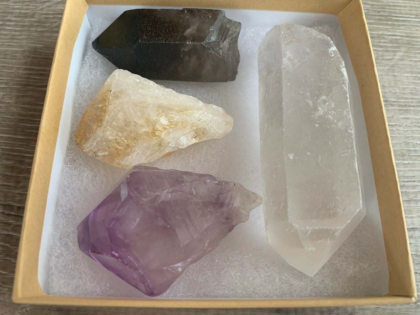 Amethyst Citrine Quartz Smoky Quart Points: 4 Crystal Collection,Healing Crystal