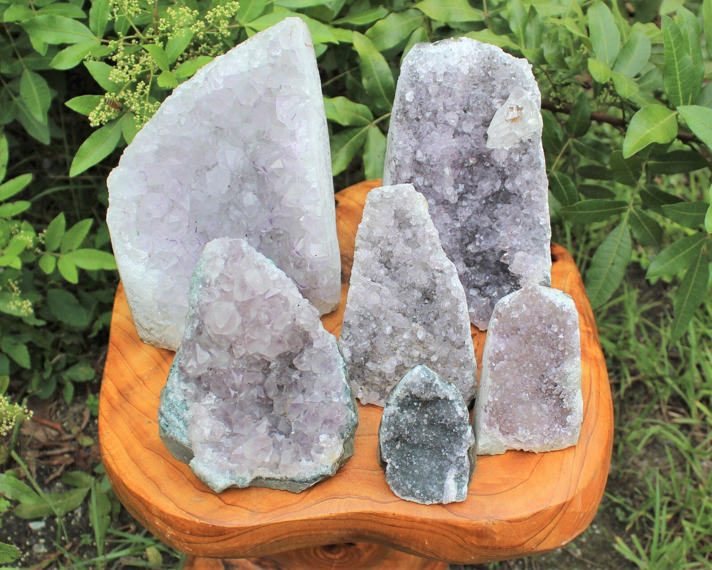CRAZY CHEAP Gray Lavender Amethyst Cut Base Crystal Geodes - Closeout Amethyst