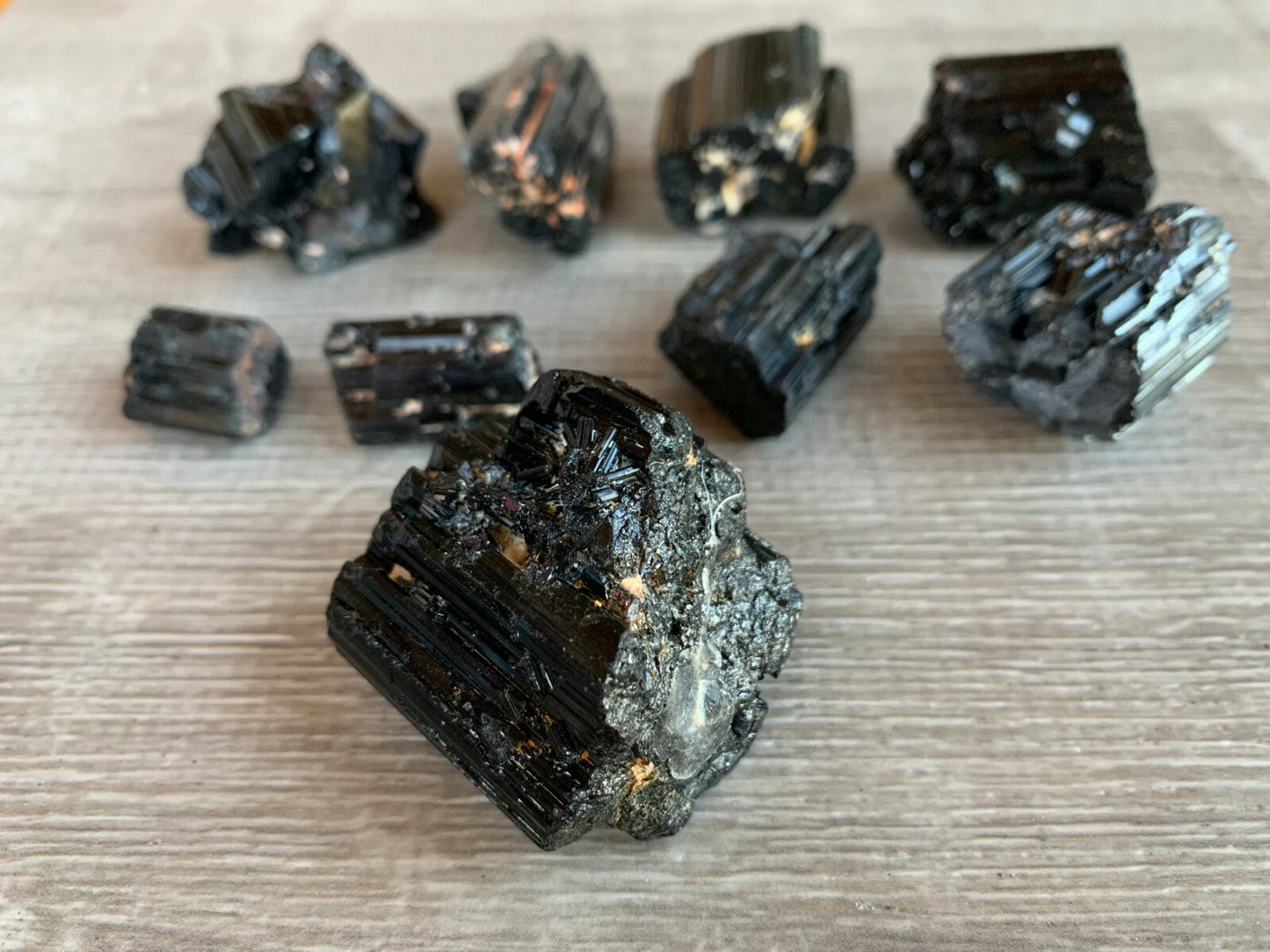 Grade A++ Shiny Black Tourmaline Stone, 0.85-1.25" Natural Black Tourmaline