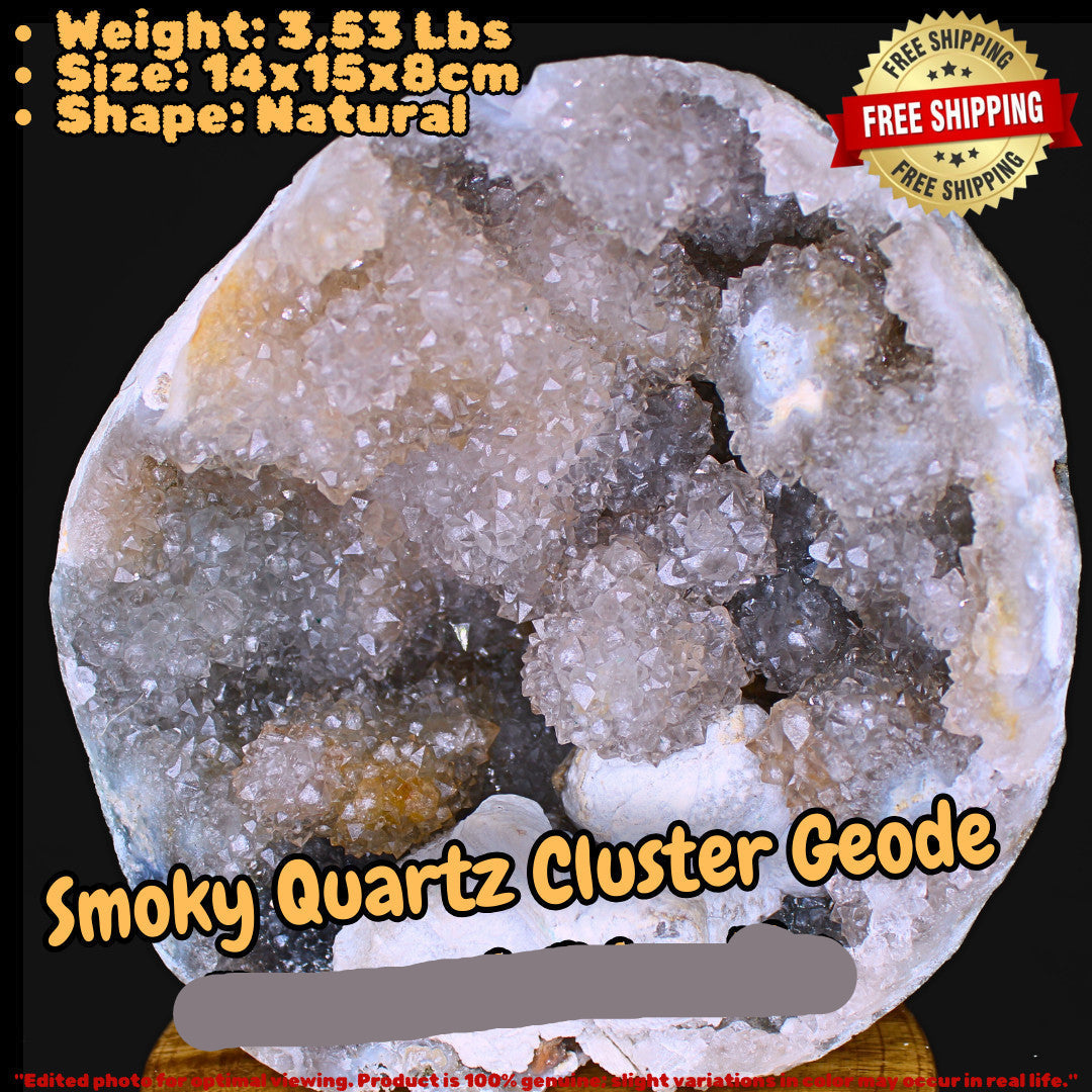 Huge 3.53 Lbs Smokey Tuxedo Amethyst Cluster | Rare Georgia Quartz Crystal