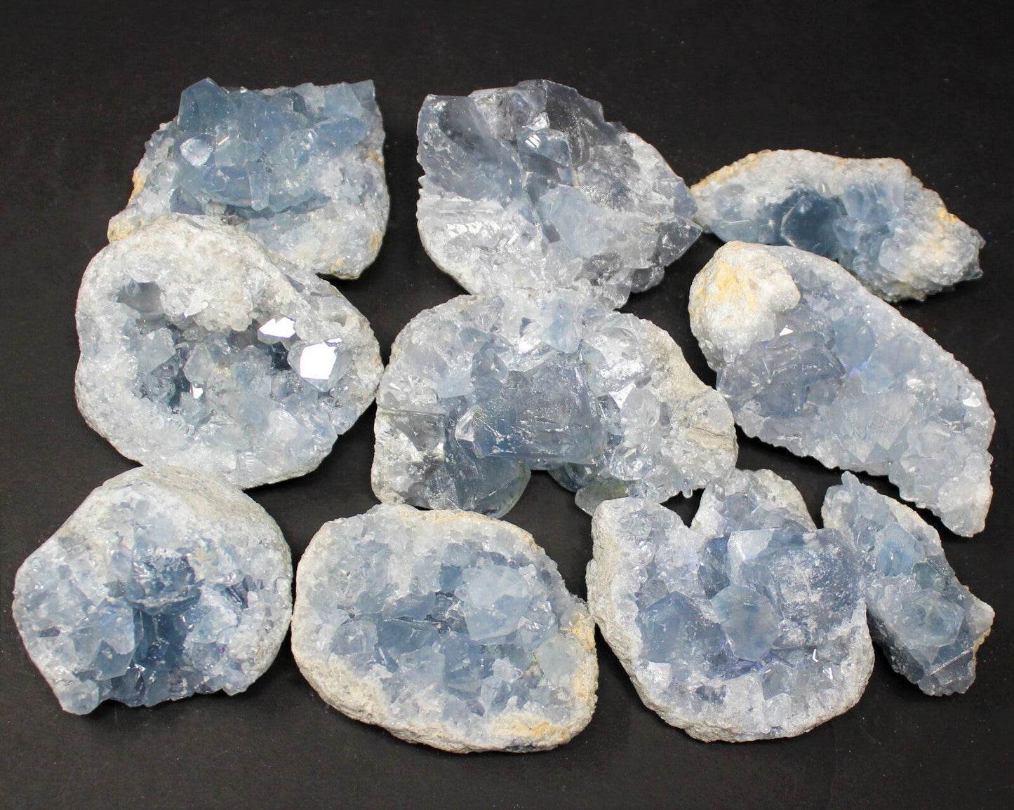 LARGE Natural Celestite Crystal Cluster Box: 6-8 Pieces, 1.75-2.5 lb Bulk Lot