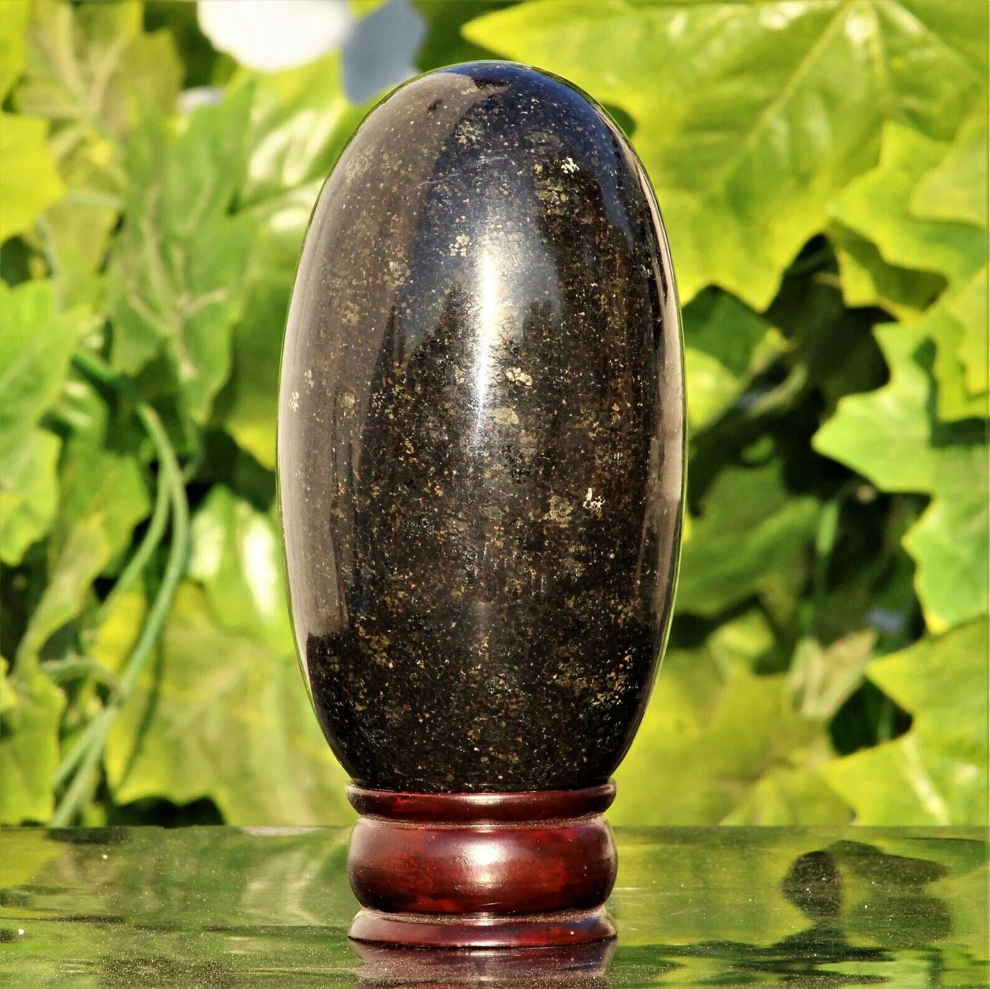 155MM Black Nuummite Crystal Healing Energy Reiki Aura Metaphysical Stone Lingam