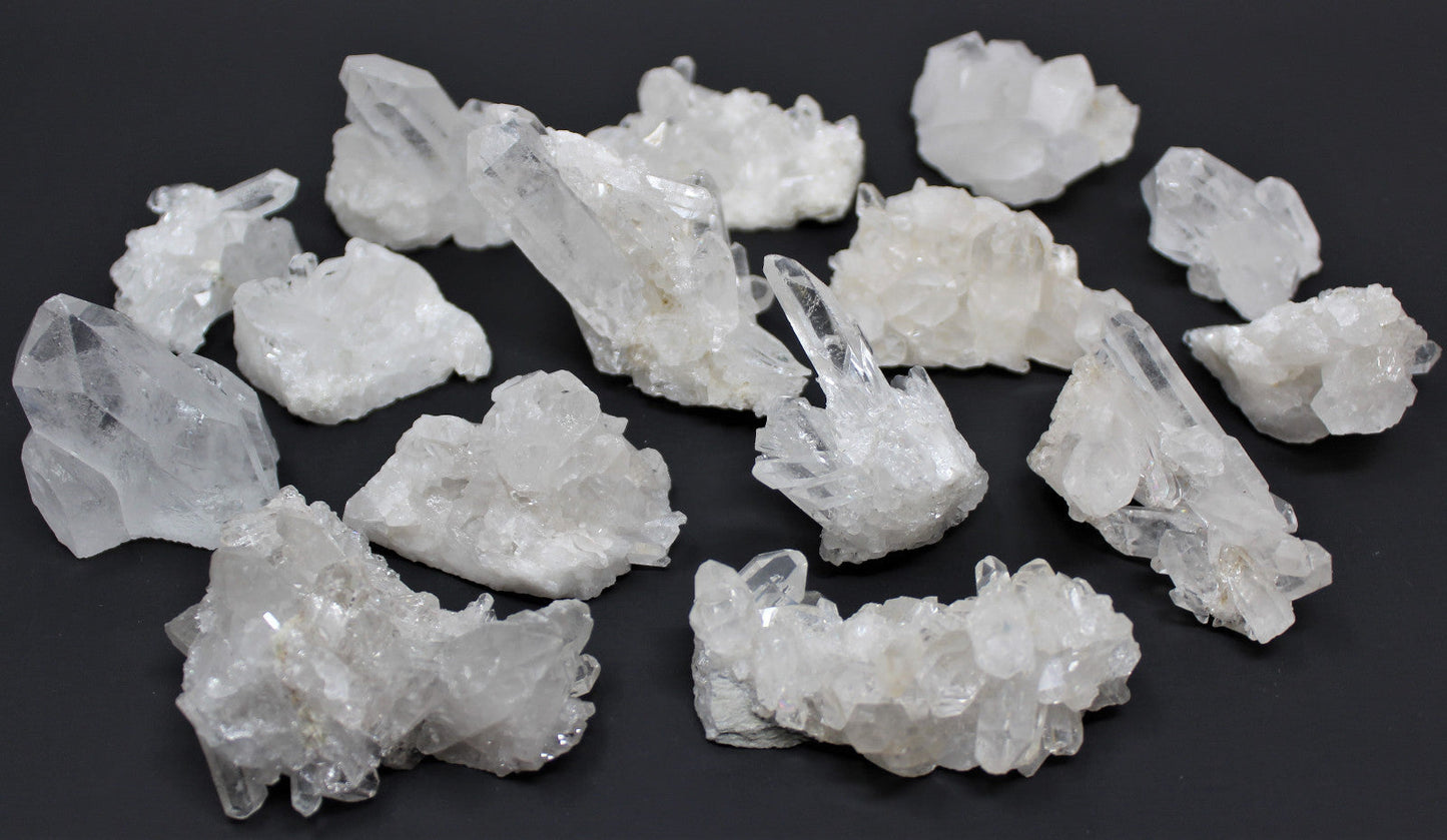 Bulk 1/2 lb (2 - 3 piece lot) Natural Clear Quartz Crystal Clusters Geodes