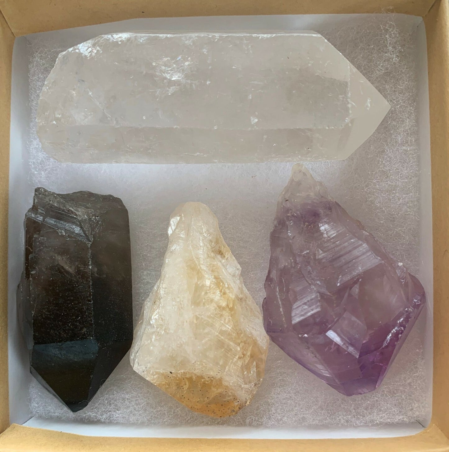 Amethyst Citrine Quartz Smoky Quart Points: 4 Crystal Collection,Healing Crystal