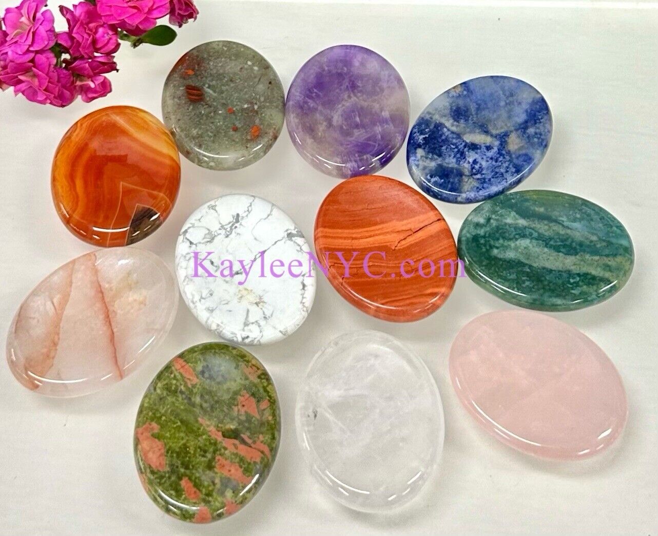 Wholesale Lot 11 PCs Natural Crystal Worry Stone Healing Energy