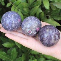 Lepidolite Crystal Sphere LARGE 2" Sphere + Stand (AA Quality Lepidolite Sphere)