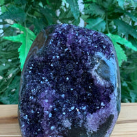 Finely Polished Uruguay Deep Purple Amethyst Cluster Crystal Geode, Pick a Size