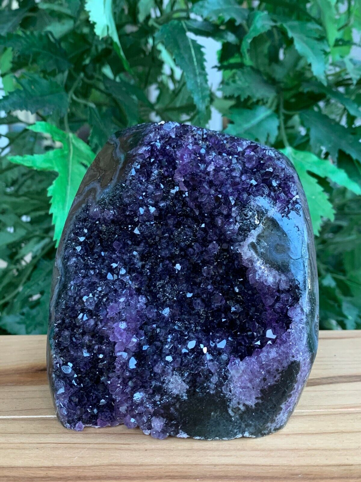 Finely Polished Uruguay Deep Purple Amethyst Cluster Crystal Geode, Pick a Size