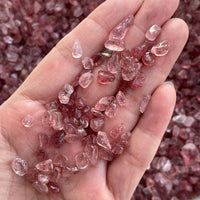 Grade A++ Strawberry Quartz Semi Tumbled Gemstone Mini Chips 4 - 8 mm, Bulk Lot