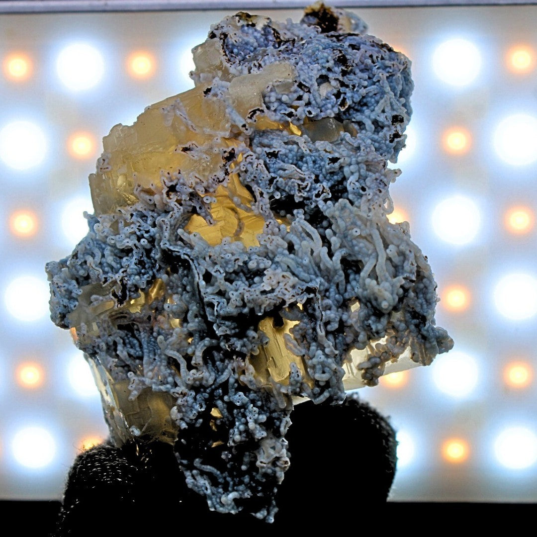 Rare Rainbow Calcite with Mordenite 76g Cabinet Specimen India 7x5.5cm