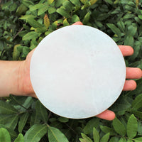 Selenite Charging Station – 6" Round Polished Plate | Large Crystal Charging